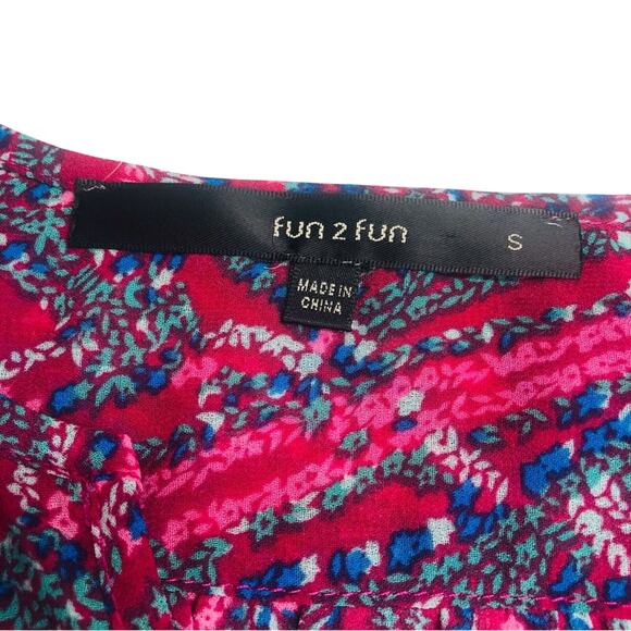 Fun 2 Fun Airy Multi Color Smocked Popover Top Kenmore Split Neck Smocked Yoke - Picture 8 of 16